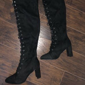 Black thigh high boots